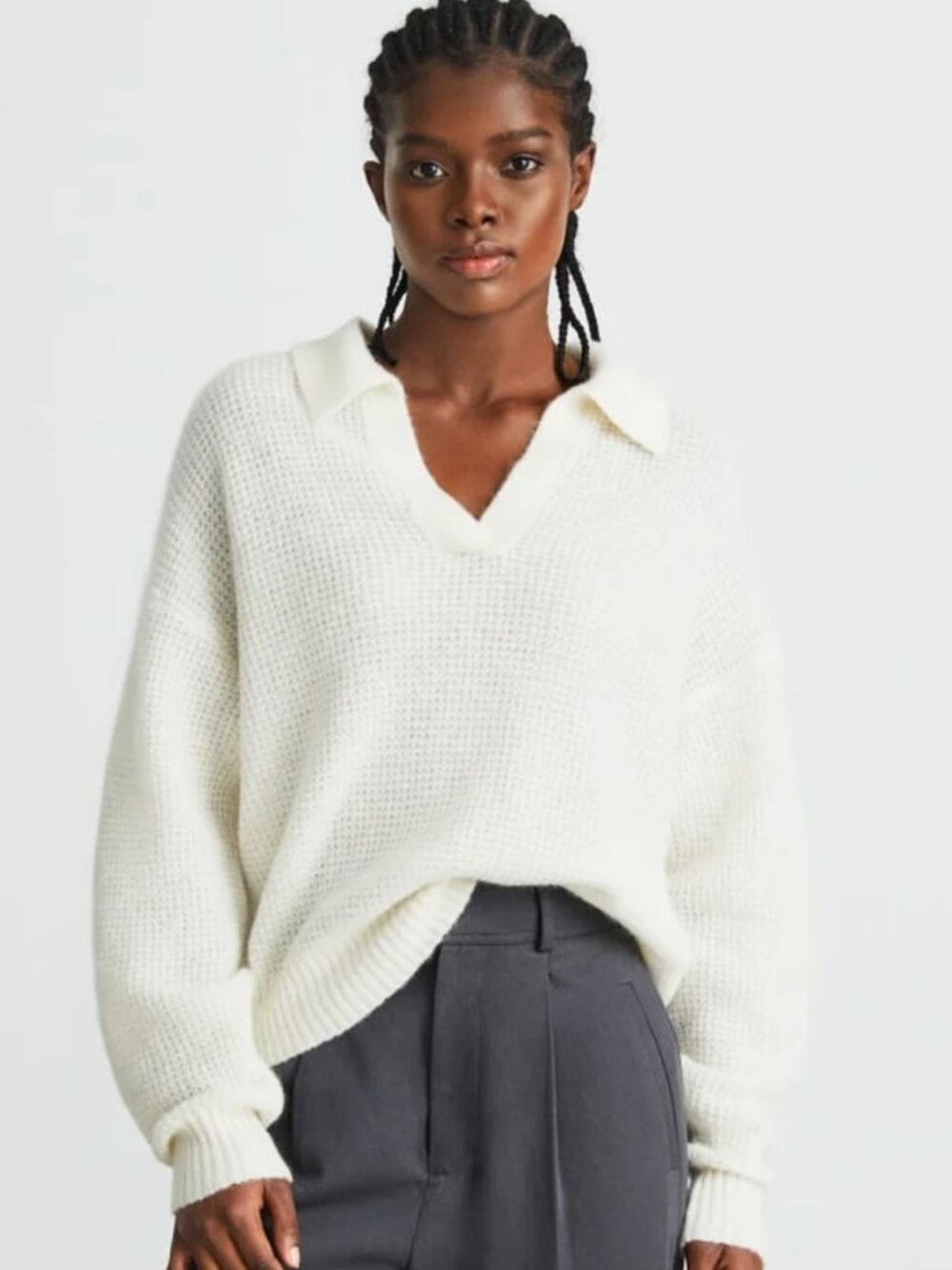 Everlane Alpaca Waffle-Stitch Polo